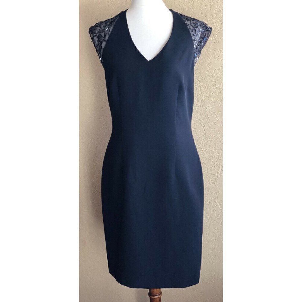 Basler Womens Black Sequin Lace Dress Size 40